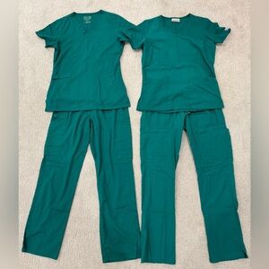 2 Sets of Hunter Green Scrubs